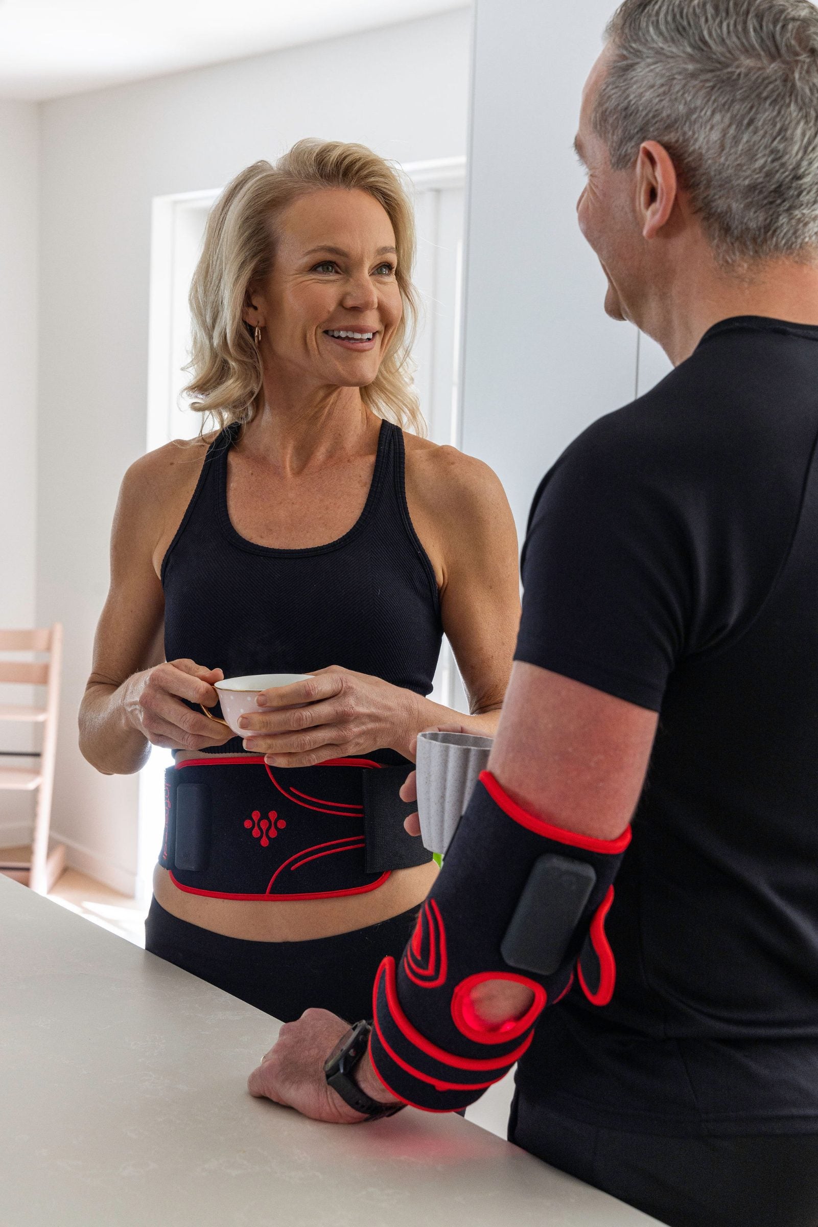Couple wearing Infraredi body and joint wraps